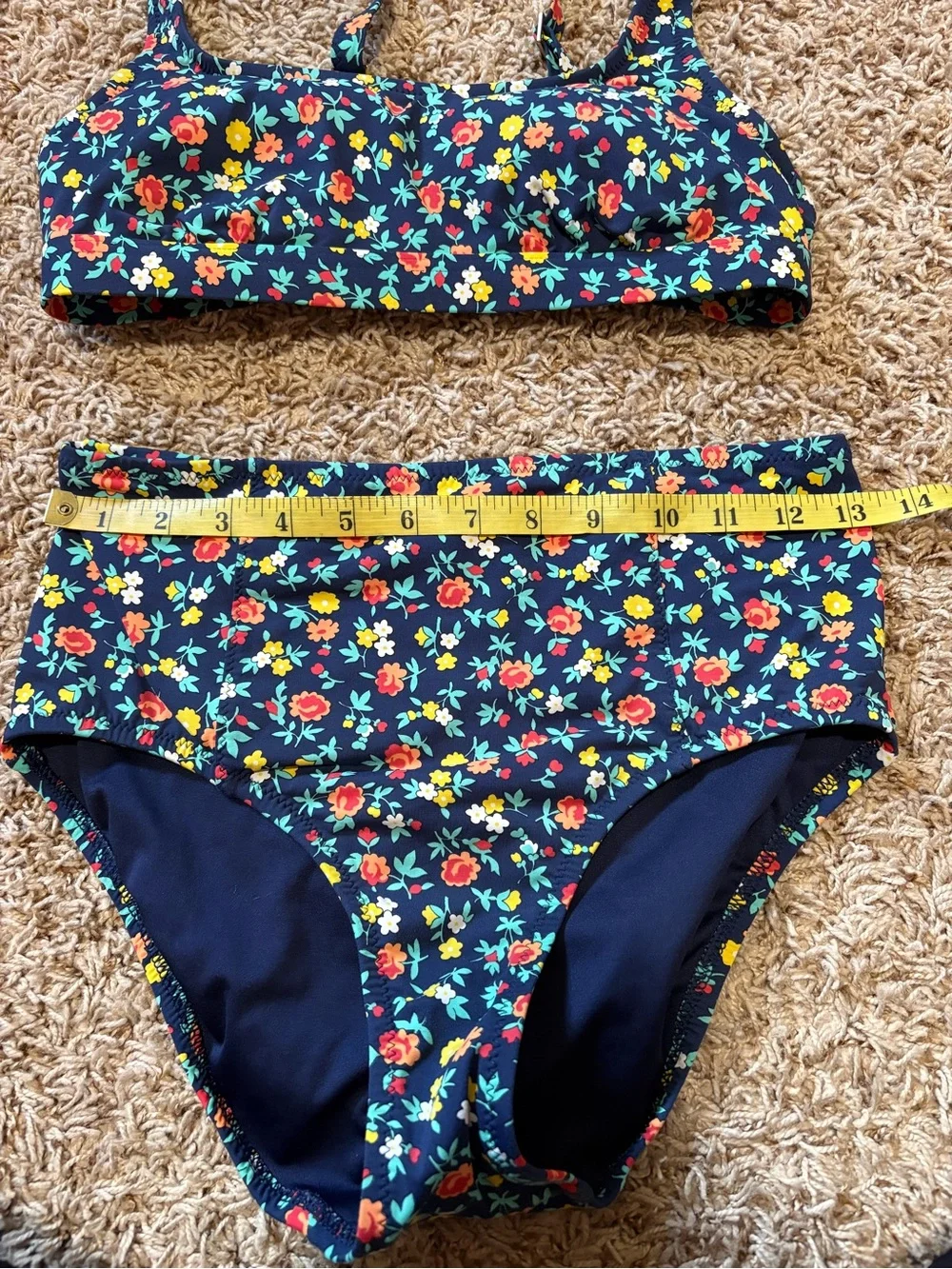 Lands End Floral High Waisted Bikini Womens size 4